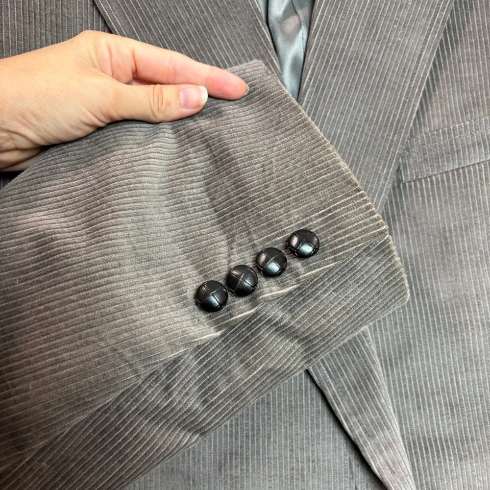 Joe Namath Blazer Mens 50L Grey Corduroy Sport Coat Blazer Academic Classic Chic